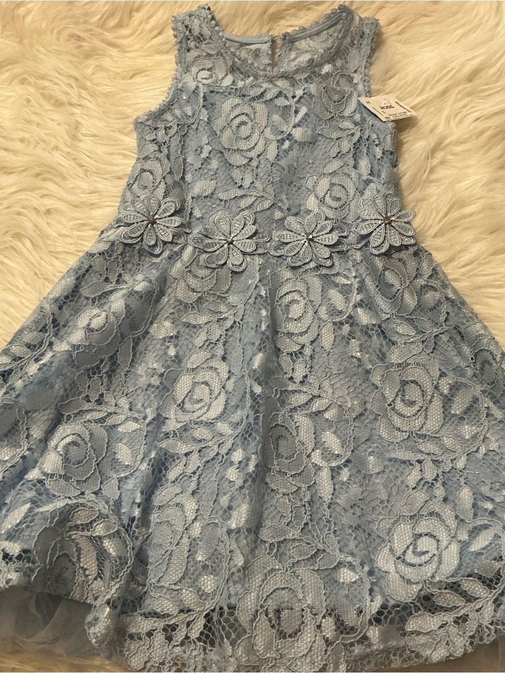 Beautees 5T beautiful light blue floral lace sleeveless party dress